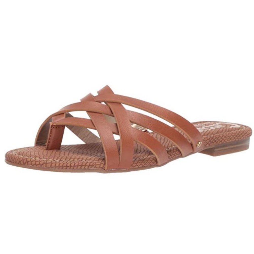 New Light Brown Strappy Slip-on Sandals, Size 8